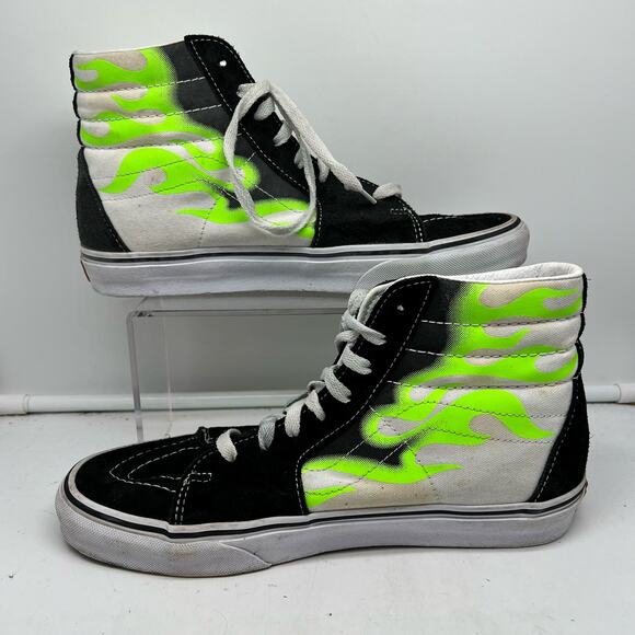 Vans Shoes Mens 9 High Flame Neon Green Skate Hi High Top Sneaker - Picture 2 of 8